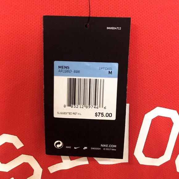 Nike Sportswear Blocked Logo Long Sleeve Jersey Red Men’s Size M NSW AR1960-696 - Picture 16 of 16